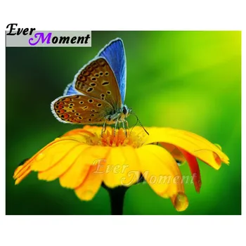 

Ever Moment Diamond Painting Handmade Picture Of Rhinestone Yellow Flower Butterfly Decoration For Home Diamond Embroidery 3F903