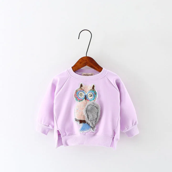 Sodawn/осенне-зимняя одежда для девочек Модная хлопковая мягкая теплая футболка с длинными рукавами и рисунком детская одежда, детский топ - Цвет: Фиолетовый