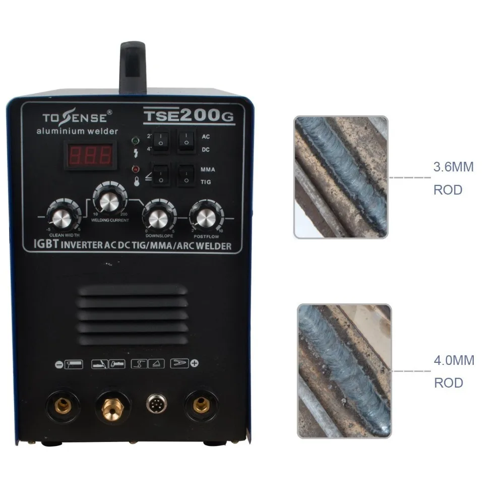 Aluminum Welder 220V TIG MMA ARC Stick 200A Welder AC DC IGBT Inverter Welding Machine With Welding Consumables TSE200G 