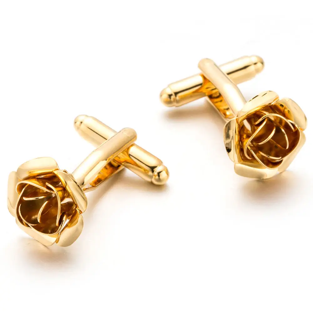 

VAGULA Cufflinks Wedding Suit Shirt Buttons High Quality Bonito Gemelos Gold-color Rose Design Cuff links 717