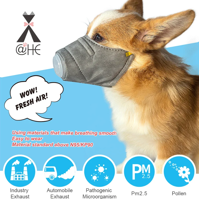 @ Él perro cara suave de algodón máscara de la boca para respiratoria PM2.5 Filtro Anti-polvo de la contaminación bozal Anti-niebla máscaras Haze para perros