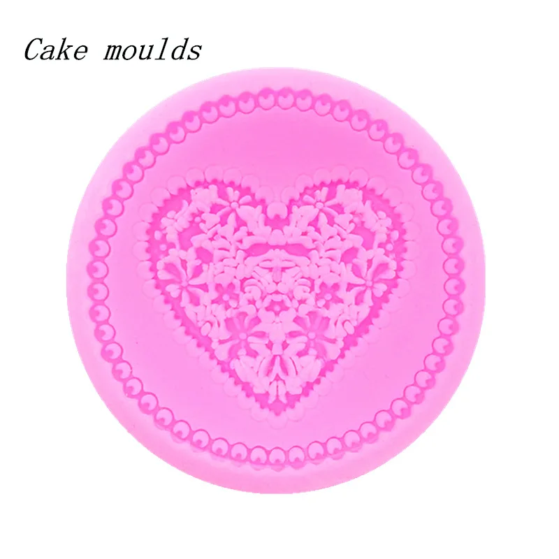 New arrival Silicone mould floral heart round shape fondant cake