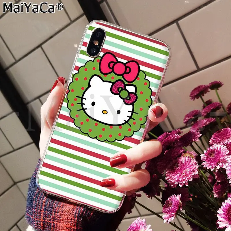 MaiYaCa hello kitty Merry Christmas мягкий резиновый Прозрачный чехол для телефона для Apple iPhone 8 7 6 6S Plus X XS MAX 5 5S SE XR - Цвет: A6