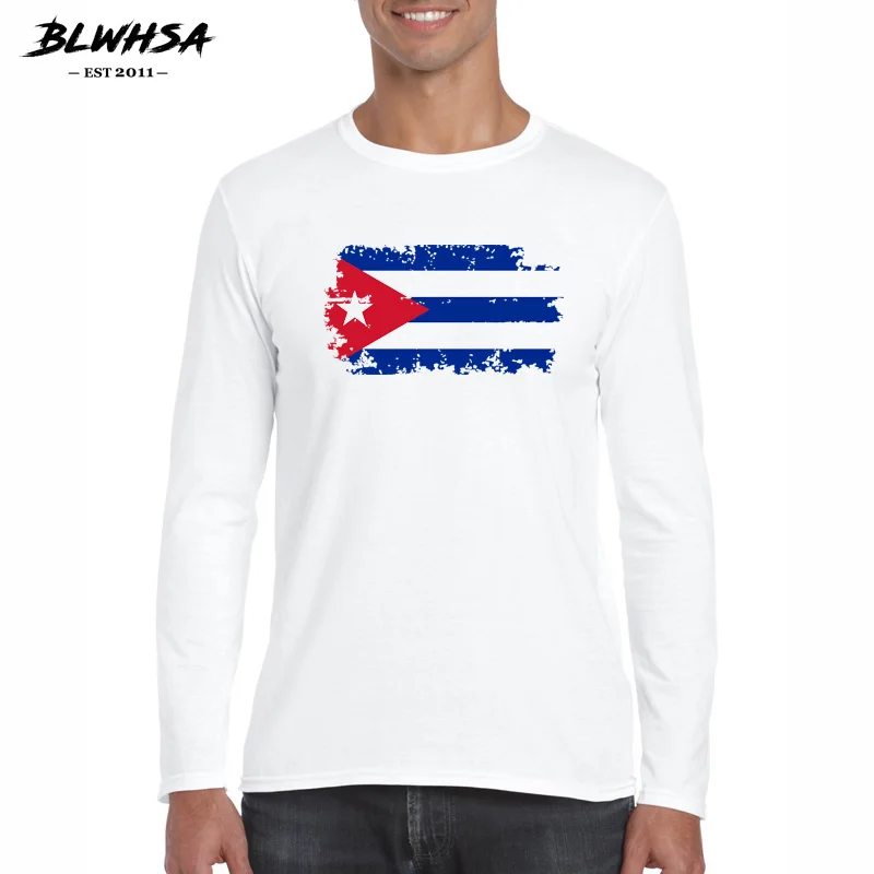 Футболка BLWHSA Cuba Flag Мужская футболка на весну/осень крутая для фитнеса хлопковая