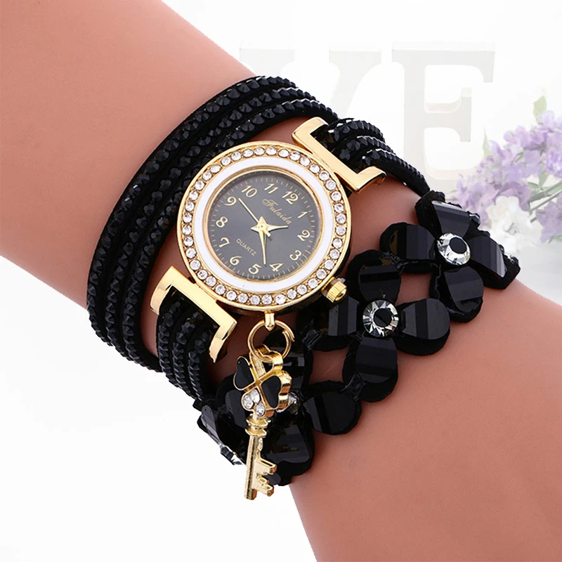 

luxury brand woman watch 2019 womens wristwatch with bracelet top brand black flower leather Ladies watches reloj mujer relogio