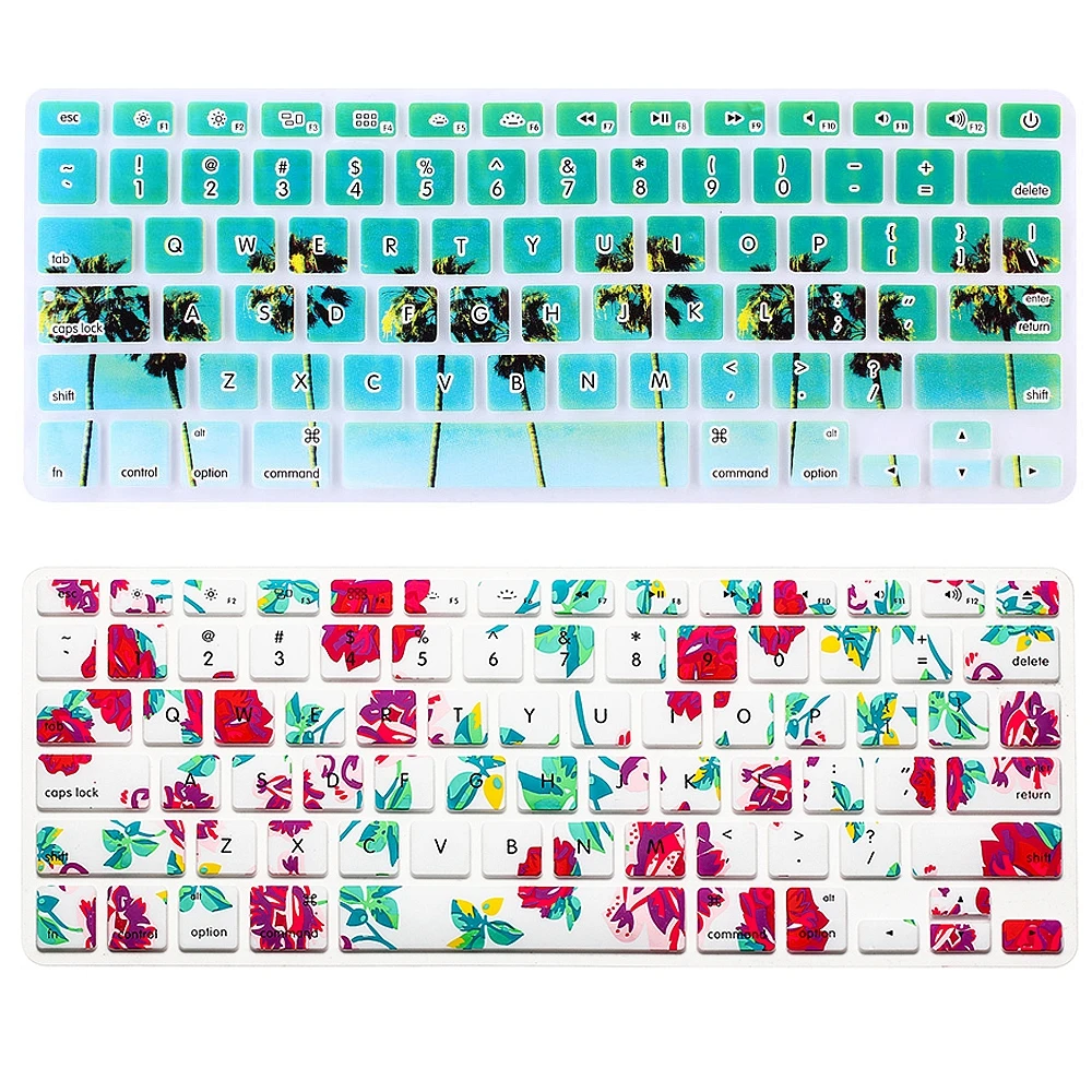 

US Version Coconut Tree Botany Leaf Flower Silicone Keyboard Cover For Macbook Air Pro Retina 13 15 17inch keyboard Film For Mac
