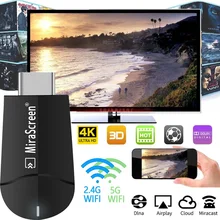 Miracreeen K6 беспроводной wifi Дисплей ТВ-приемник Miracast обмена потоковыми мультимедийными данными(Airplay DLNA Экран зеркального отображения 2,4G/5G двойной WI-FI 4 K HDMI адаптер