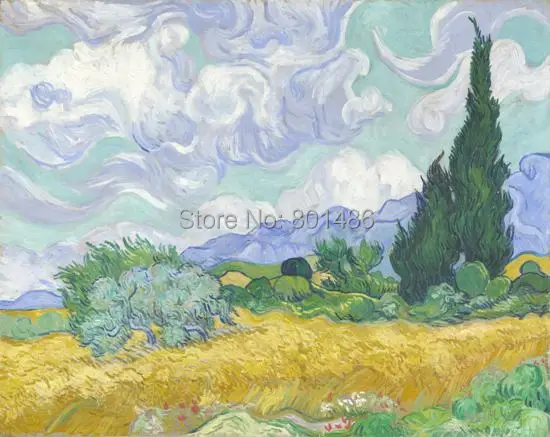 

Wheat field by Vicent Van Gogh print painting on canvas for wall art decoartion,HQ Giclee prints free shipping