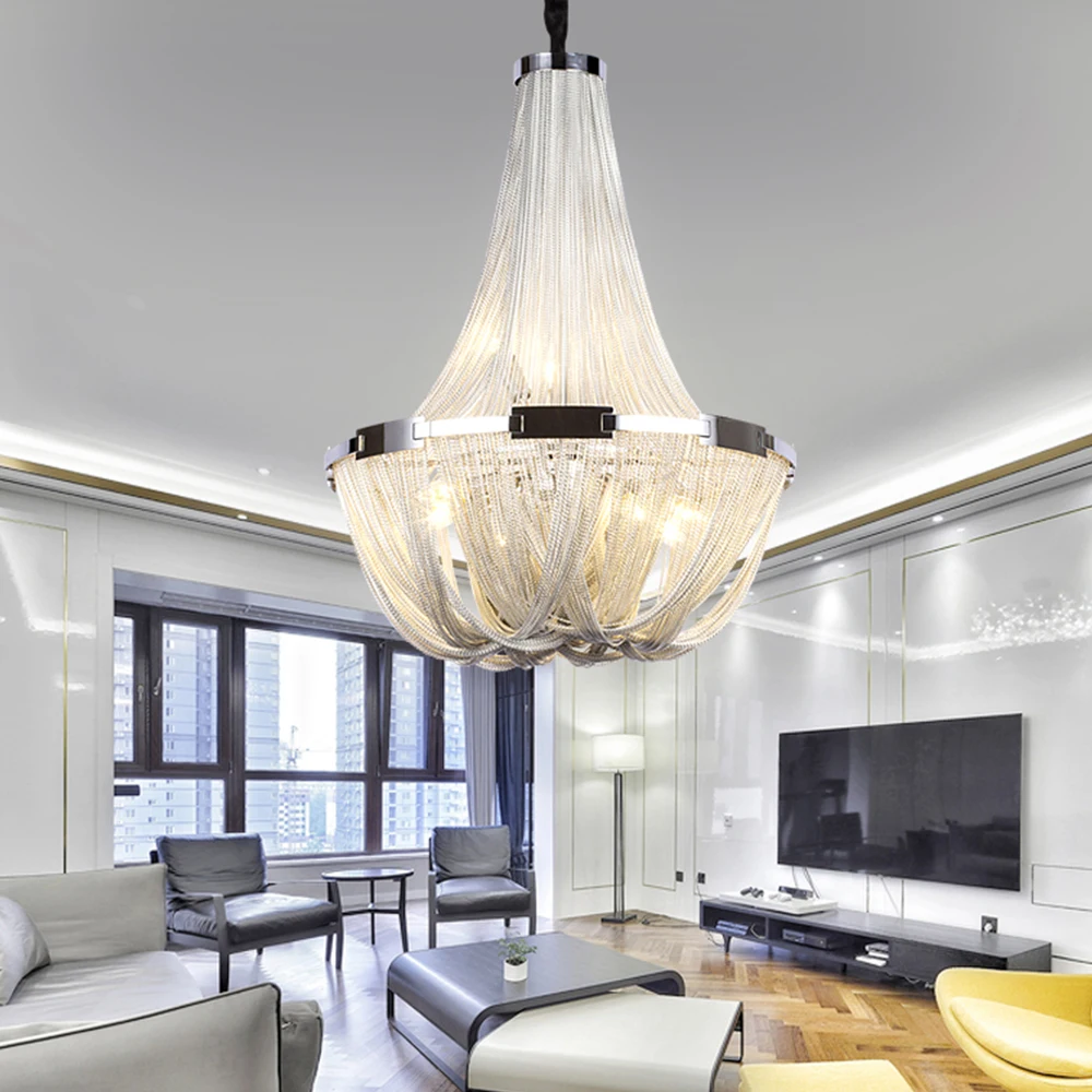 Tassel Chandelier Lighting Modern Alluminum Chain Chandeliers Light