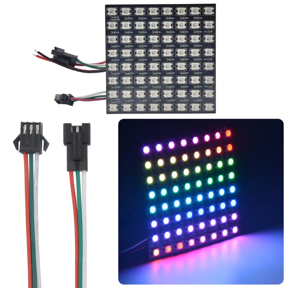 WS2812b Светодиодная панель чип 8x8 8x32 16x16 пикселей WS2812 SK6812 RGB Полноцветный индивидуально адресуемый цифровой гибкий экран панели