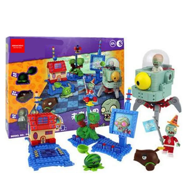 Cheap Plants Vs Zombies Garden Maze Struck Game Action Toy & Figures Anime Figure Building Blocks Bricks Brinquedos Toys XD55