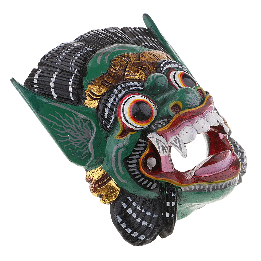 MagiDeal Antique Asian Thailand Wooden Carving Facial Mask Wall Hanging Art Crafts DIY Home Decoration