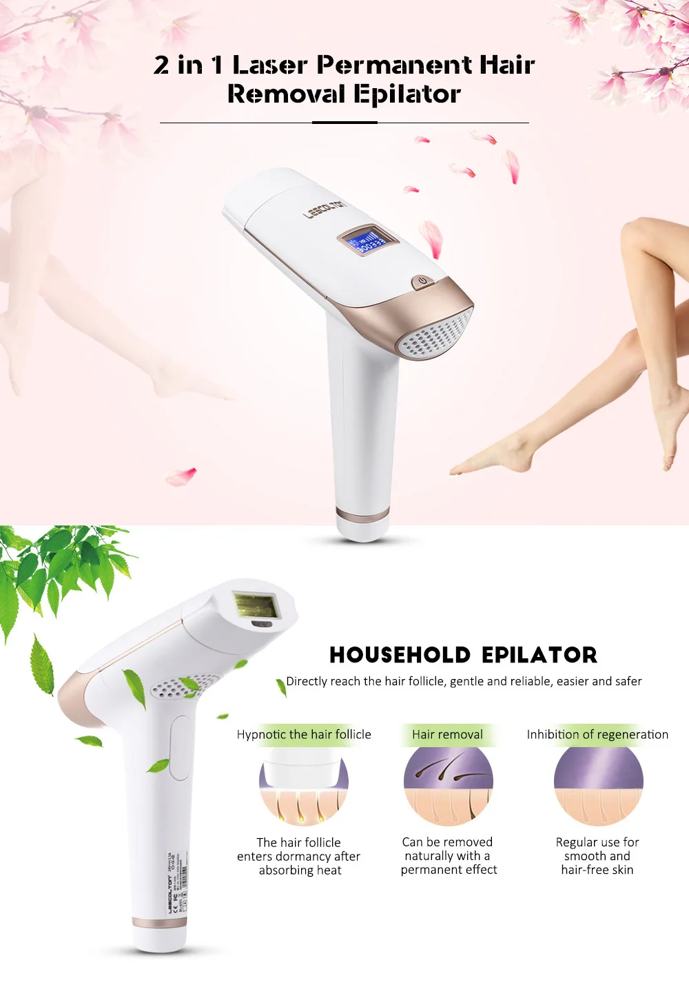 LESCOLTON T009i 2 in 1 IPL Laser Permanent Face Body Bikini Hair Removal Machine Epilator