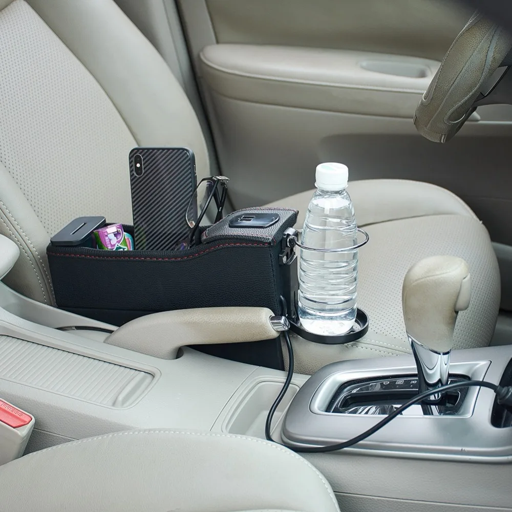 Высококачественный Органайзер из искусственной кожи с боковым карманом для автомобильных сидений, ящик для хранения, держатель для бутылки, держатель для монет, Автомобильный интерьер, Acc