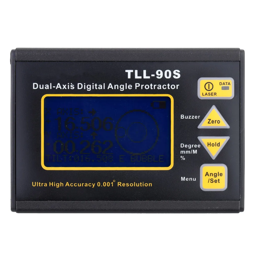 

Original High Precision Digital Laser Level Meter TLL-90S Inclinometer LCD Display Handheld Dual-axis Protractor Instrument