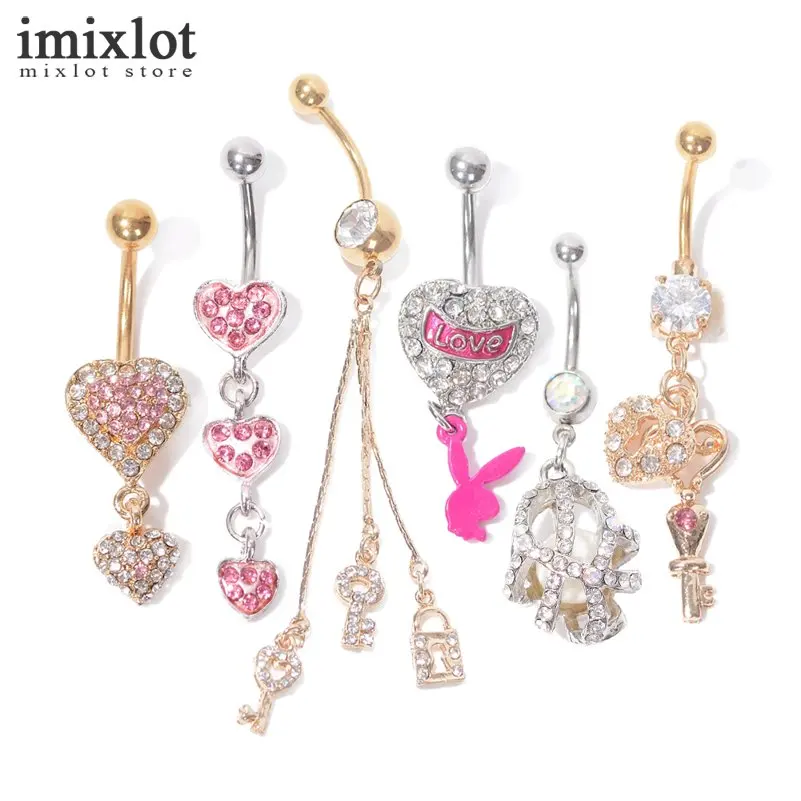 Buy Imixlot Sexy Dangle Belly Bars Belly Button Rings Fashion Surgical Steel 