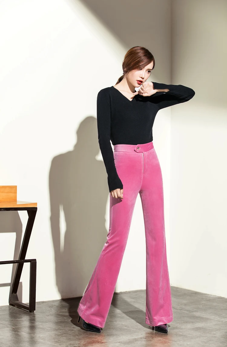 Модные высококачественные вельветовые брюки с завышенной талией, широкие брюки, женские весенне-осенние повседневные брюки с эластичной талией