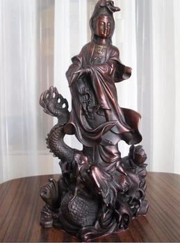 

xd 003430 collectibles Chinese bronze guanyin guan yin buddha statue with dragon