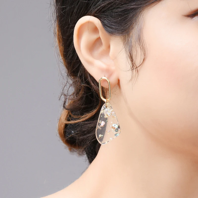 

Wuli & baby Korean Transparent Shell Flower Geometric Drop Earrings Women Earrings Jewelry