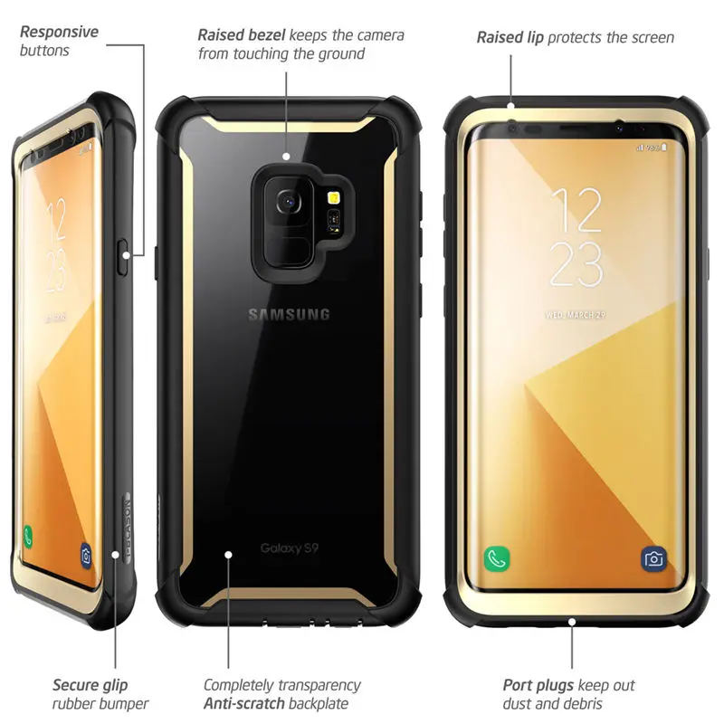 For Samsung Galaxy S9 Case 2018 Original i-Blason Ares Series Full-Body Rugged Clear Bumper Case with Built-in Screen Protector 5