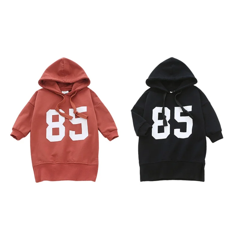 Весенне-осеннее лоскутное прямое платье с капюшоном для маленьких девочек Новое Детское Мягкое хлопковое Повседневное платье с длинными рукавами