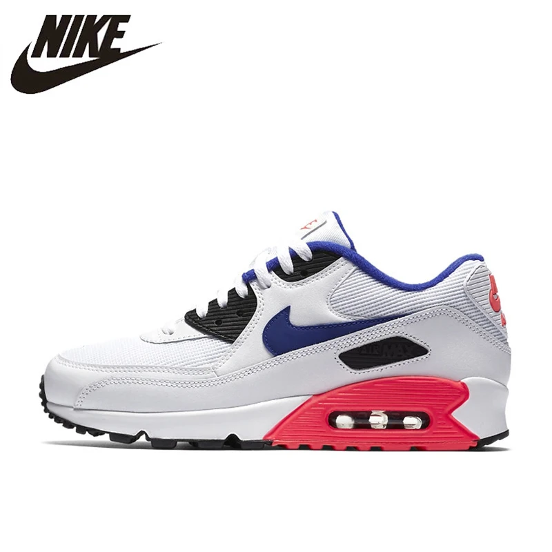 

Nike Air Max 90 Essential Women's Running Shoes, White & Pink, Shock Breathable Non-slip Absorption Wear-resistant 537384 136