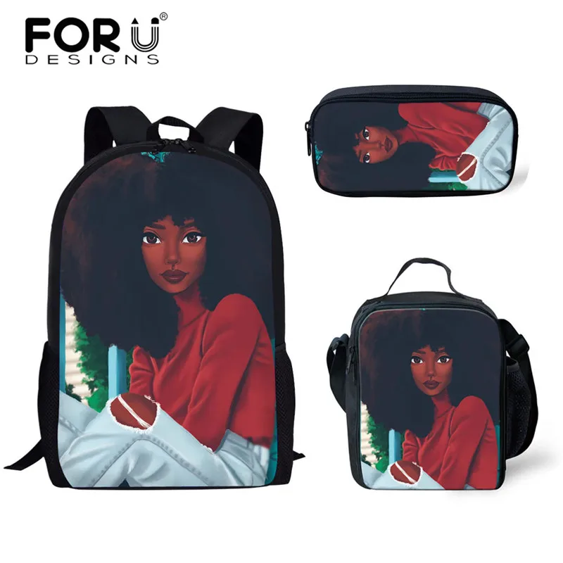YQ3575CGK FORUDESIGNS, детский рюкзак для девочек, Африканский, черный, для девочек, прическа, школьный рюкзак, школьные сумки, набор для девочек, школьные сумки для девочек, для колледжа - Цвет: YQ3575CGK