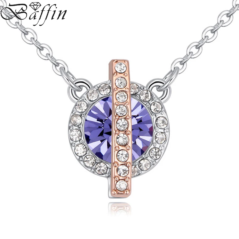

BAFFIN New Fashion Crystal Round Pendant Necklace Chain Choker Collier For Women 2017 Mother's Day Gifts