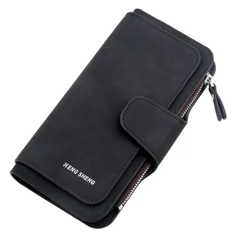 

Fashion Lady Solid Color Matte Long Section Three Fold Multi-Card Wallet Long-Style Card Bag Holder Wallet Кошелек Женский