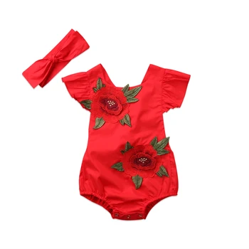 

Adorable Newborn Baby Rompers Infant Girl Summer Jumpsuit Embroider Floral Romper Sleeveless Jumpsuit Outfit Sunsuit