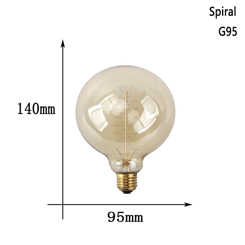 Светодиодный лампы Эдисона Ретро лампа накаливания E27 Винтаж в стиле ламп накаливания 220 V T45 лампы для домашнего декора Bombillas внутреннего освещения - Цвет: G95 spiral