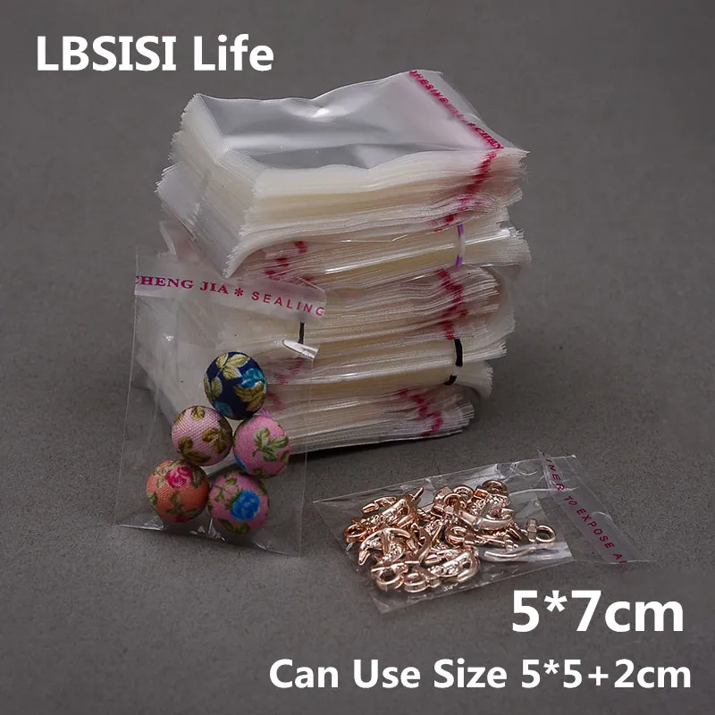 

1000pcs 5*7cm Clear Transparent Self Adhesive Resealable Opp Poly Cellophane Food Candy Jewelry Gift Bags Packing Plastic Bag