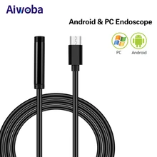 AIWOBA 7mm Cámara Del Endoscopio Del USB 1 M 2 M 5 M Cable Flexible Cámara de Inspección Impermeable Boroscopio Endoscopio Rígido para Android PC