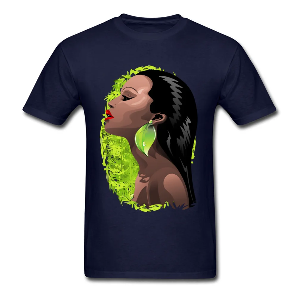Woman African Beauty and Bamboo T-Shirt for Men Normal VALENTINE DAY Tops Shirt Brand Sweatshirts Round Neck 100% Cotton Woman African Beauty and Bamboo navy