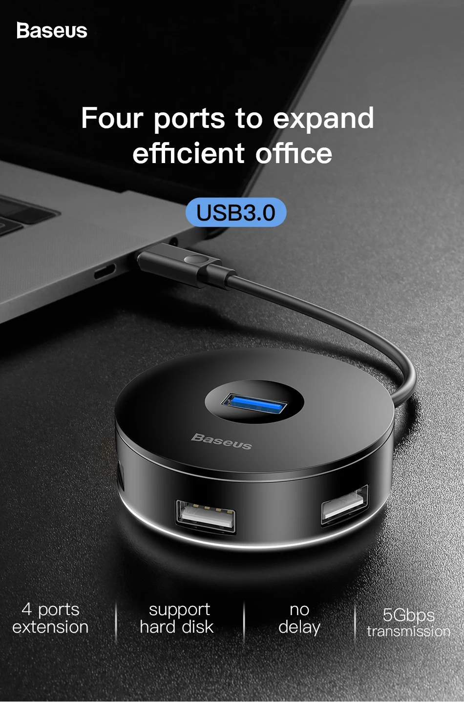 Baseus usb-хаб USB C для нескольких портов USB3.0 USB 3,0 type C концентратор разветвитель для Macbook Pro Air PC компьютер USB-C type-C HAB адаптер