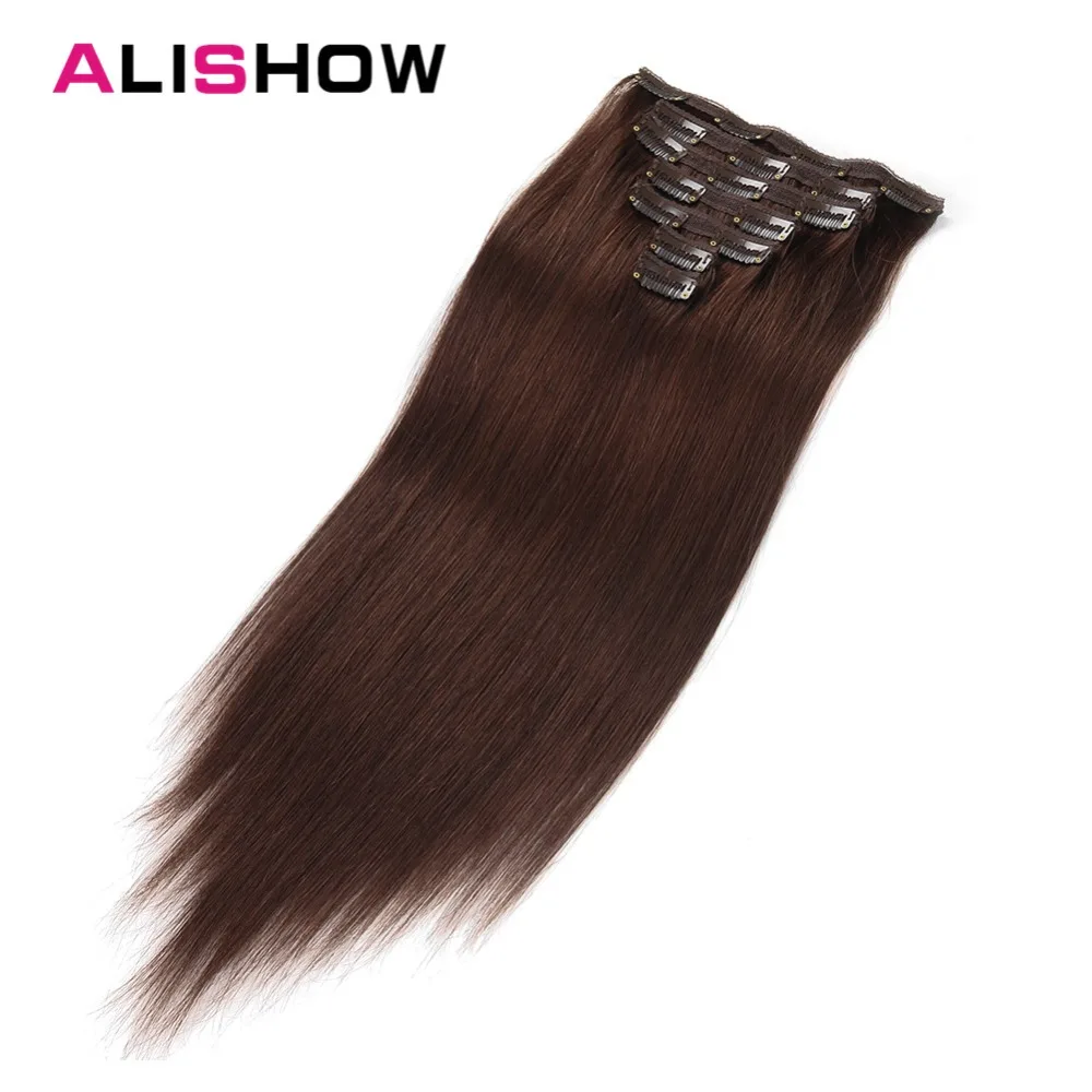 

Alishow Clip in Human Hair Extensions Double Drawn Remy Clips in Hair Extensions 7pcs 100g/pack Thick and Soft Straight hair