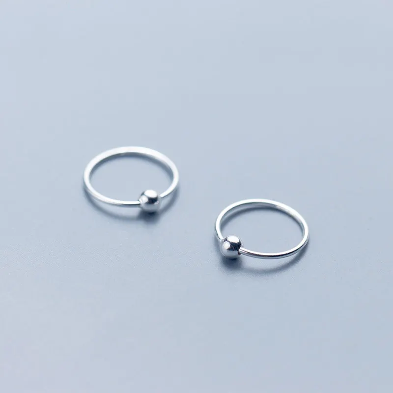 

925 Sterling Silver Hoop Earrings For Women Fashion sterling-silver-jewelry Girl Ear Piercing Round Ball Small Hoops Earring