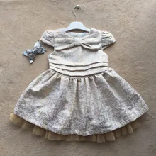 Платье принцессы для девочек Рождественский золотистой вышивкой вечерние платье осенне-зимняя детская одежда банты с блестками свадебное платье