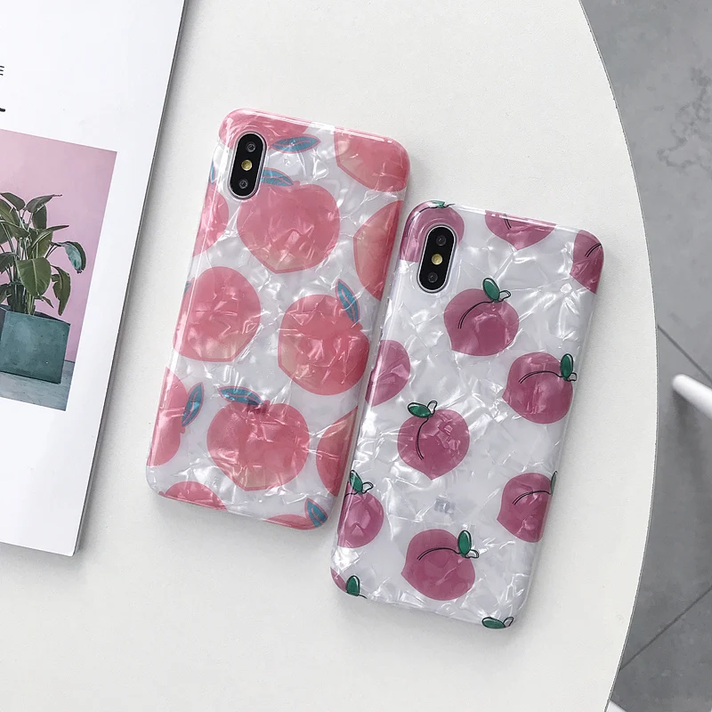

Shell texture Cases for Xiaomi 5X 6 6X 8Lite 9SE Play Note3 Mix2s Peach fruit soft TPU cover for Redmi Note7 back fundas