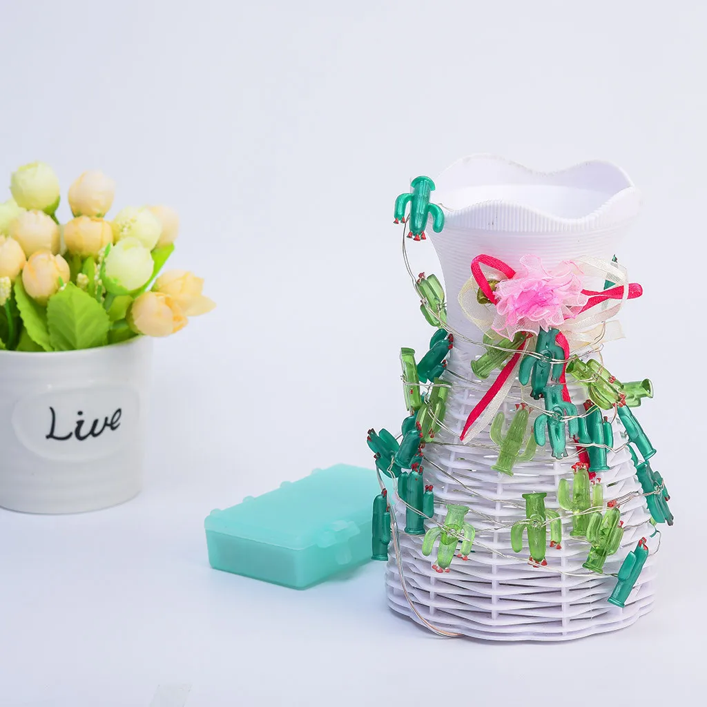 

Cute Cactus Fairy String Lights 40 LEDs 10ft Wire With Remote For Decorations creative gifts convenient lightweight products