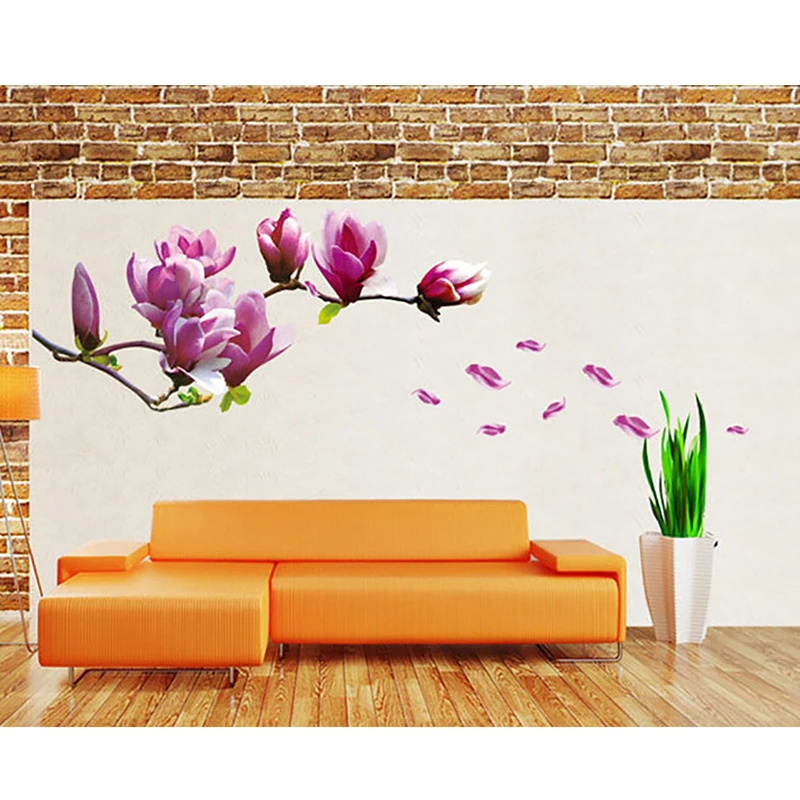 DIY Magnolia Flower Wall Stickers Wall Decal Living Room Wallpaper For Home Murals Art Living Room Decorations Wall Sticker