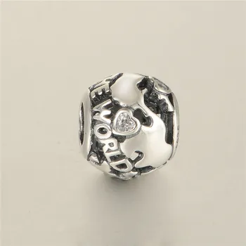 

Around The World Clear CZ Heart Beads For DIY Charm Bracelets Jewelry Making Women Silver 925 Gifts Sterling-Silver-Jewelry
