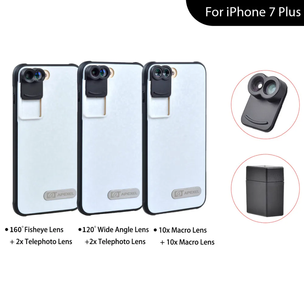 APEXEL 2017 New Mobile Phone Dual Lens fisheye wide angle macro