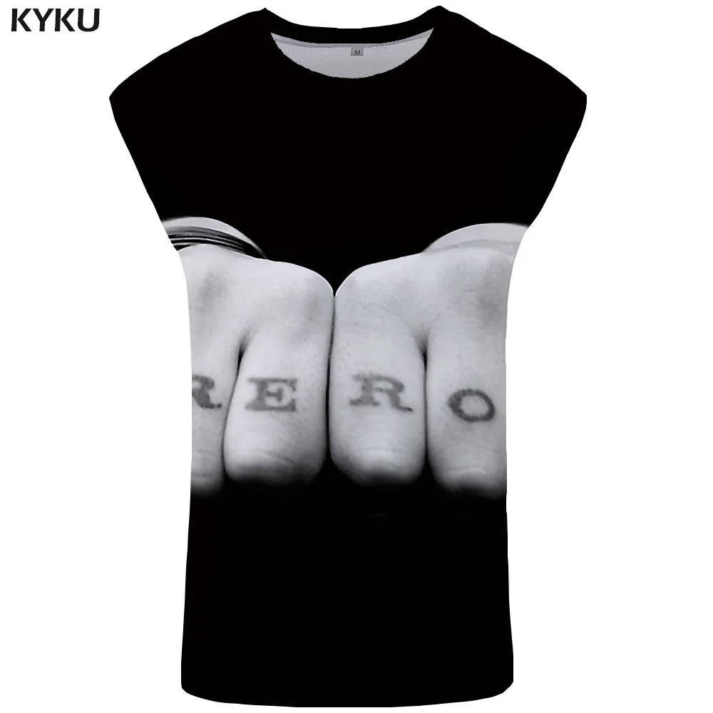 KYKU рука майка для мужчин бандажный жилет черный синглет пространство Ftness костюмы Harajuku майка рубашка без рукавов аниме печатных
