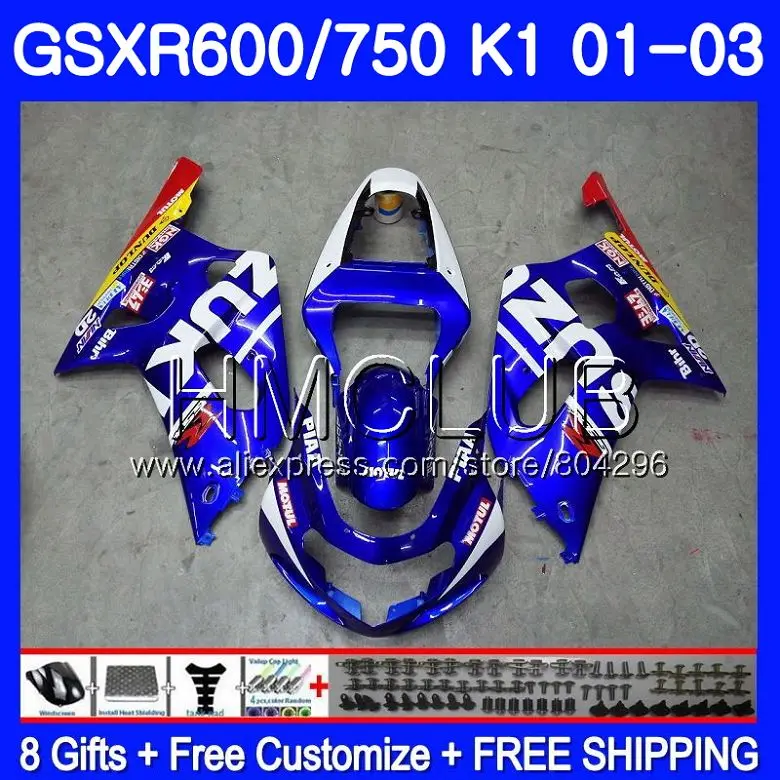 Боди для SUZUKI GSX-R750 GSXR 750 K1 GSXR600 01 02 03 3HM.0 600 GSXR-600 GSXR750 2001 2002 2003 обтекатель сток синий |