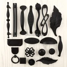 10PCS Classic Black Furniture Handles Zinc Alloy Drawer Closet Cupboard Cabinet Handles and Knobs European Kitchen