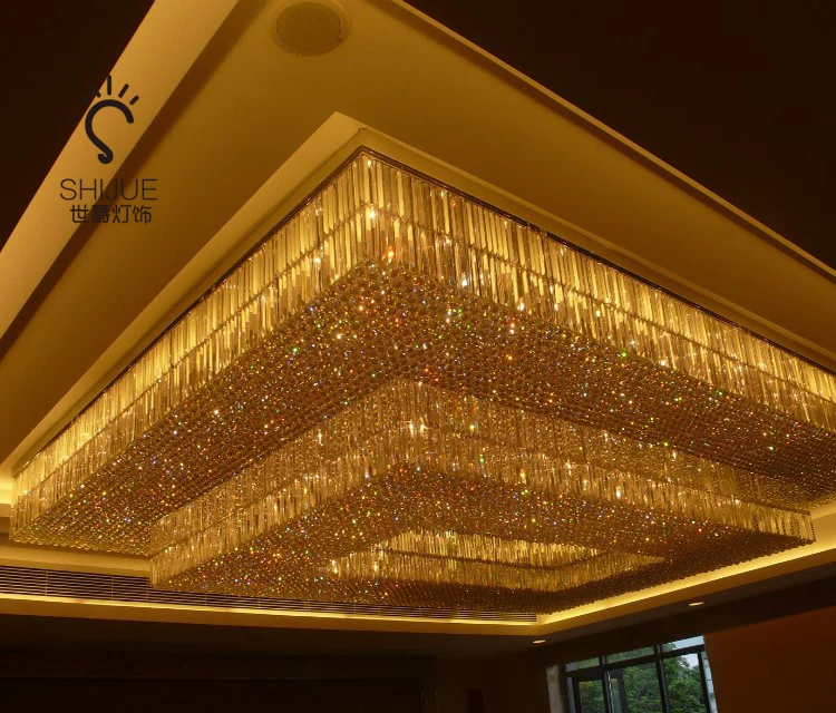 Большой инженерный светильник для отеля, прямоугольный Хрустальный потолочный светильник для зала, кристаллический инженерный кристалл, осветительный прибор, светодиодные лампы
