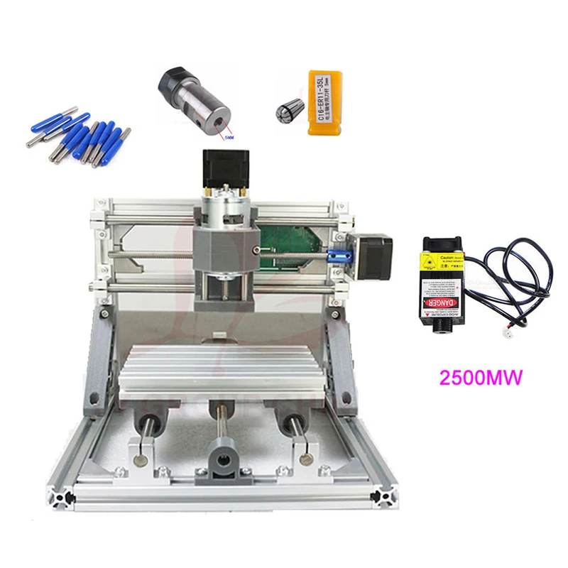 Мини PCB фрезерный станок с ЧПУ 1610 DIY ЧПУ машина 2500 МВт лазерная гравировка машина 2 в 1