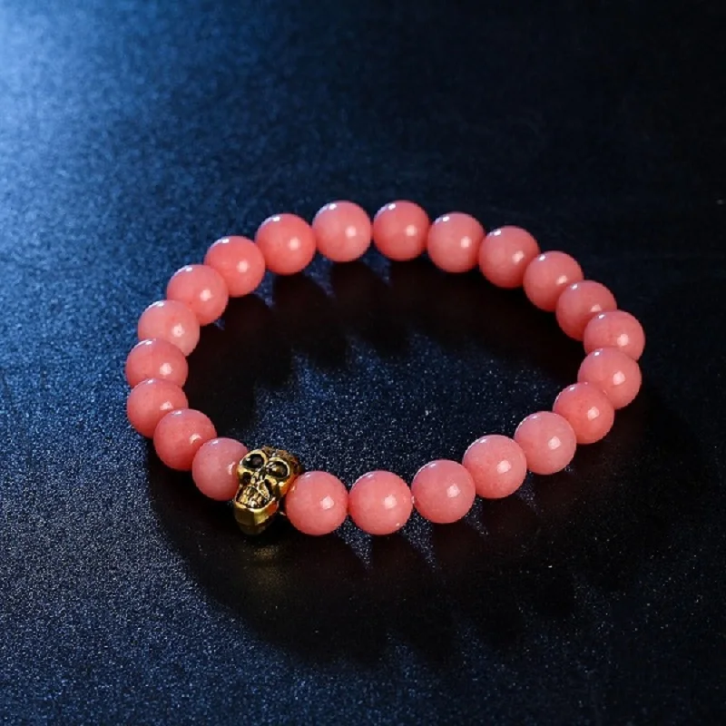 

New Hot Fashion Elasticity Hand Made Women Men Natural Stone Bracelet beads Skull Bracelet Jewelry Bracelets Gift Wholesale