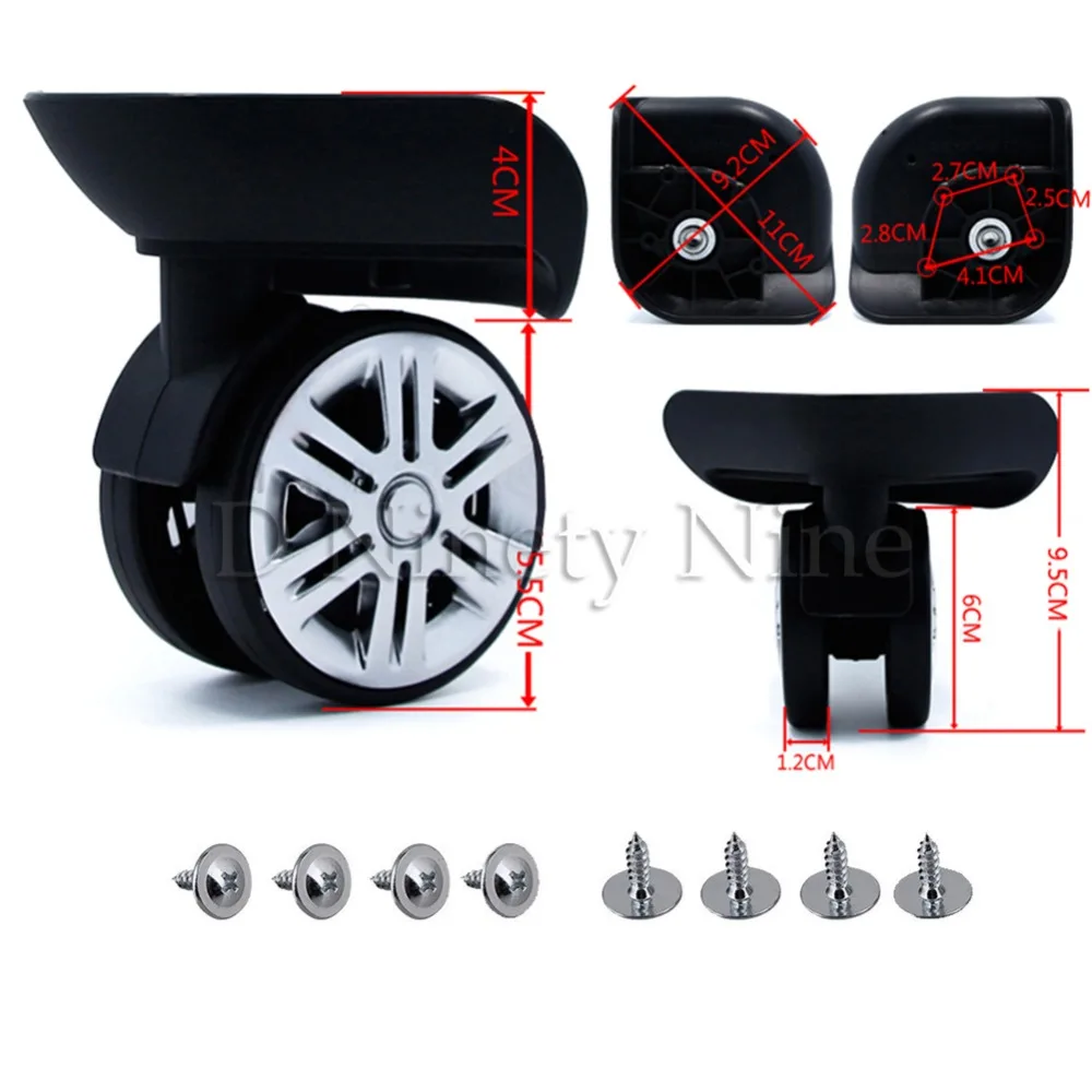 2 шт. A65 Бесшумная колесная тележка, багажные колеса, аксессуары, ролик для партии, запасные части для багажа, колеса, чемодан, ремонт - Цвет: Black L shape
